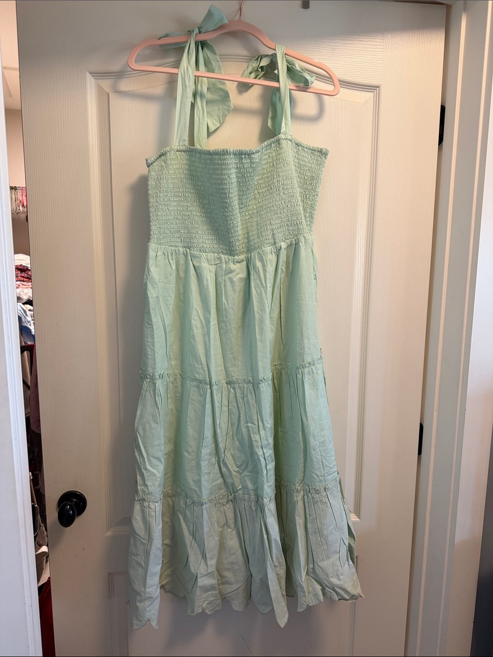 Sail to Sable Mint Smocked Tiered Halter Dress